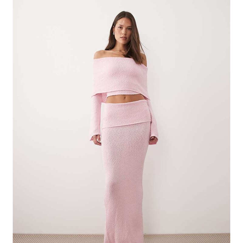 Wanderdoll Yasmin boucle knit dramatic foldover maxi skirt co