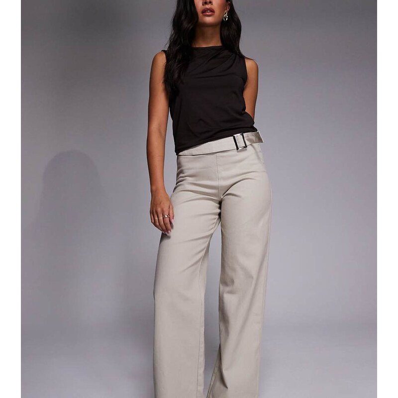 The Frolic exclusive cotton denim metal belt detailing wide leg