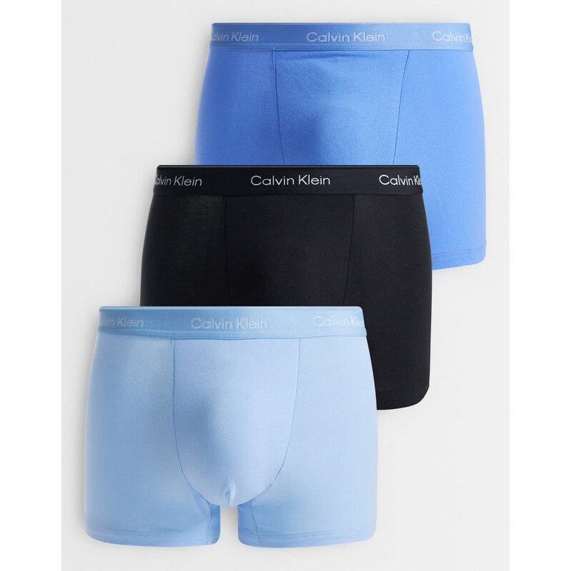 Calvin Klein Icon Cotton Stretch 3 pack darted trunk in blue