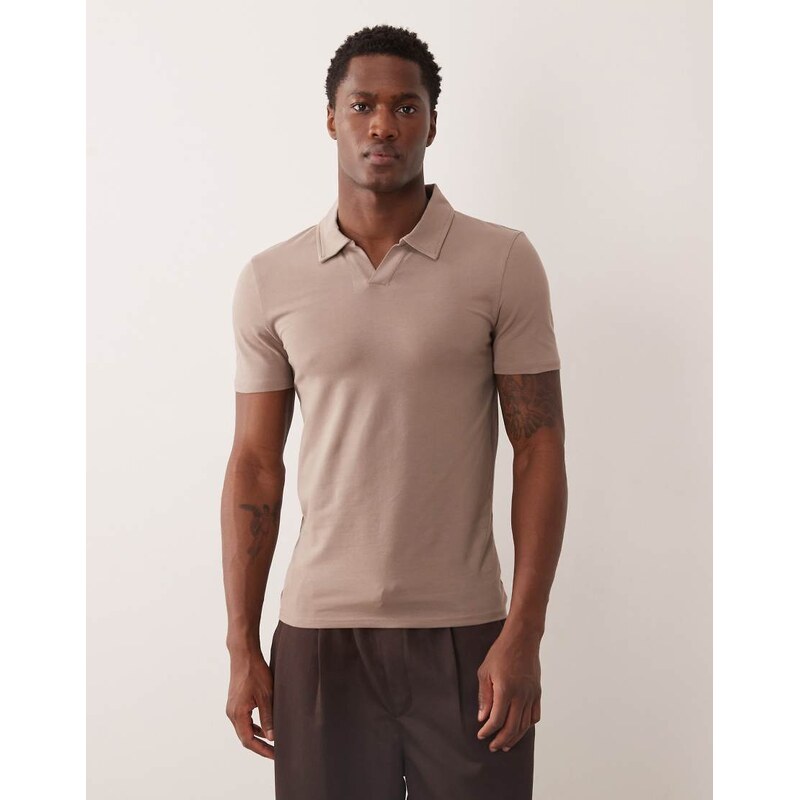 ASOS DESIGN Essentials muscle fit polo with notch collar in