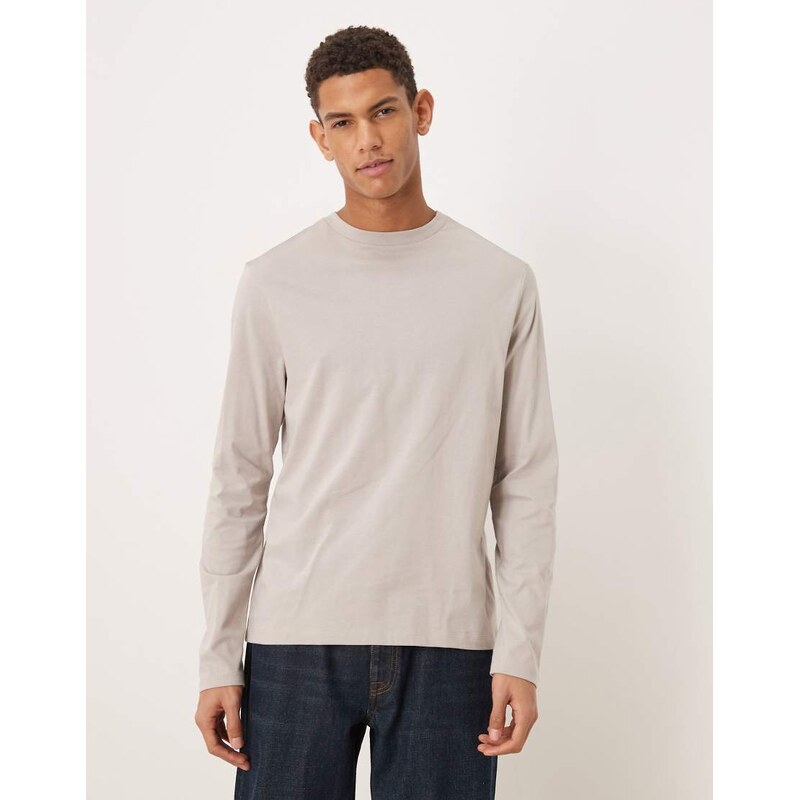 ASOS DESIGN Essentials long sleeve regular fit t-shirt in grey