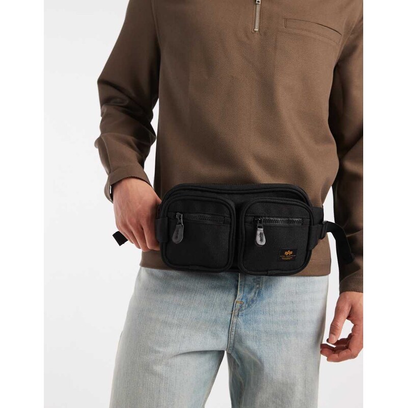 Alpha Industries bum bag with zip pocket in black 114573244