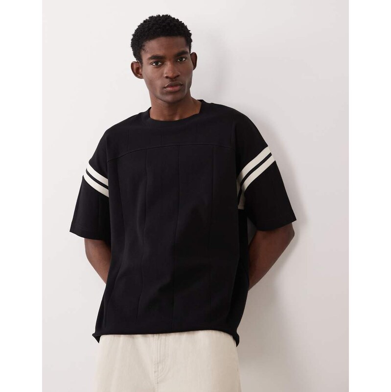 ASOS DESIGN boxy oversized t-shirt with contrast panel in black