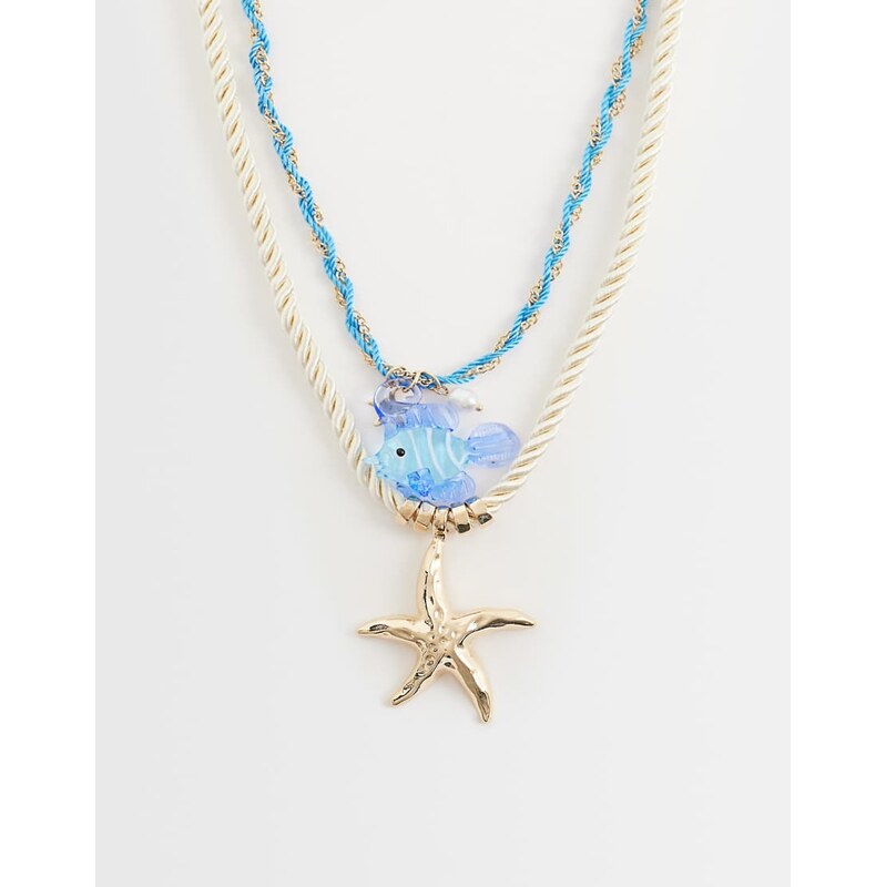 Accessorize cord pendant fish necklace in multi 114573260