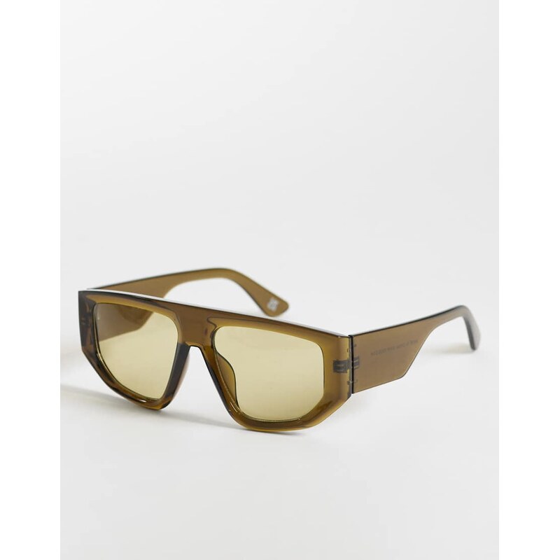 ASOS DESIGN oversized angular aviator in green