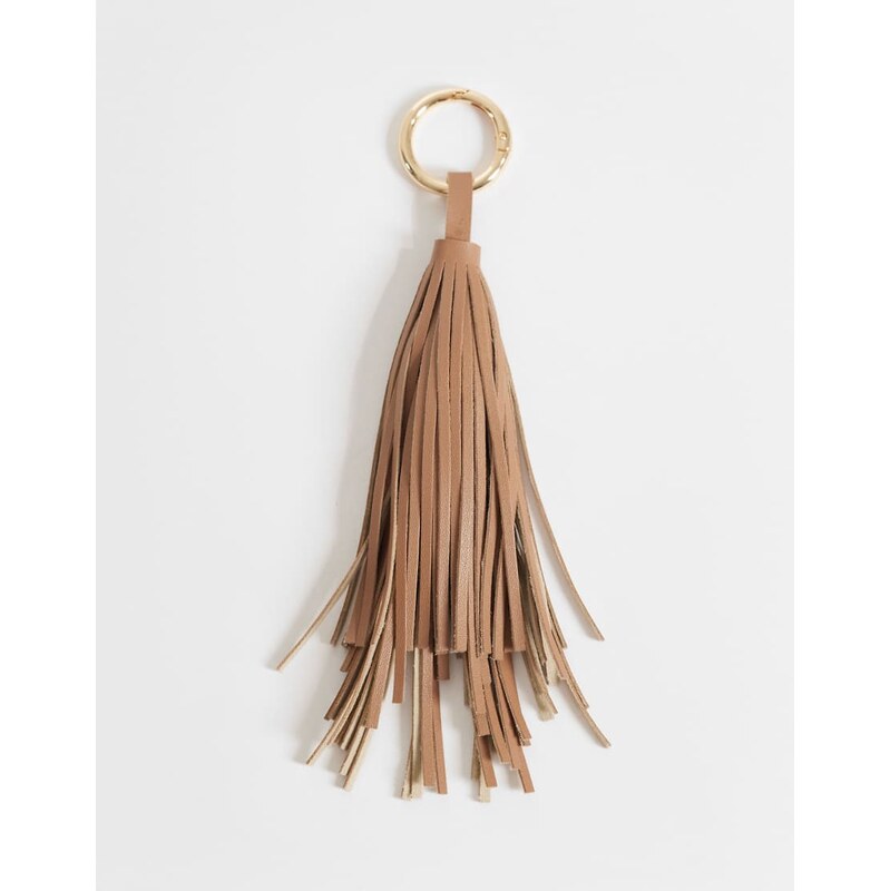 ASOS DESIGN tassel bag charm-Brown