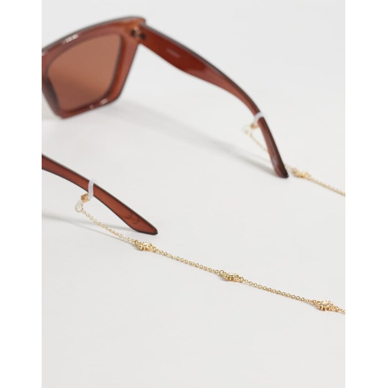 ASOS DESIGN sunglasses chain with mini-sun design in gold tone