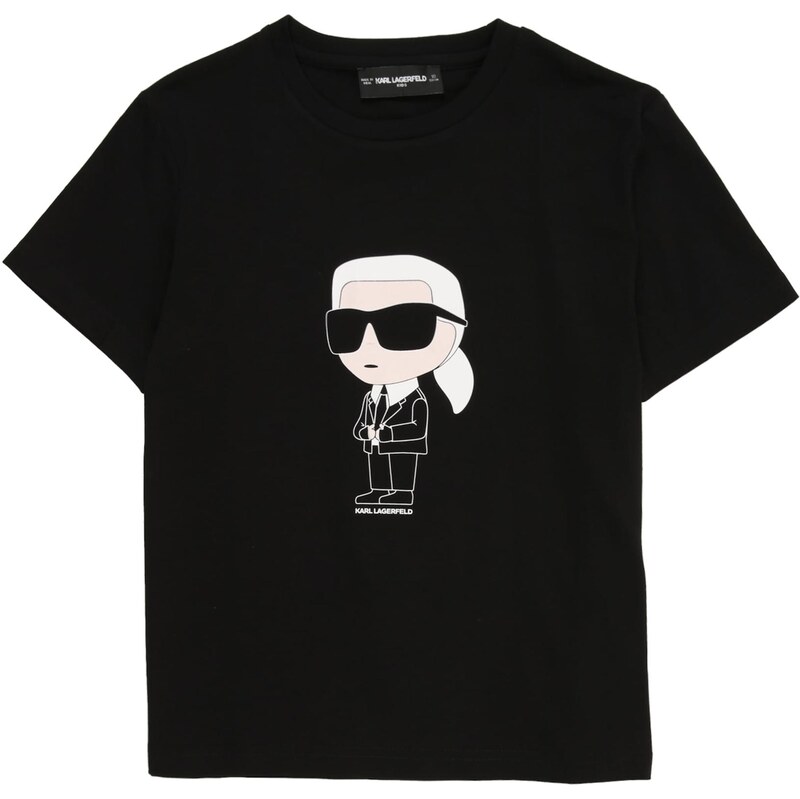 Karl Lagerfeld Tričko černá / bílá / barva bílé vlny