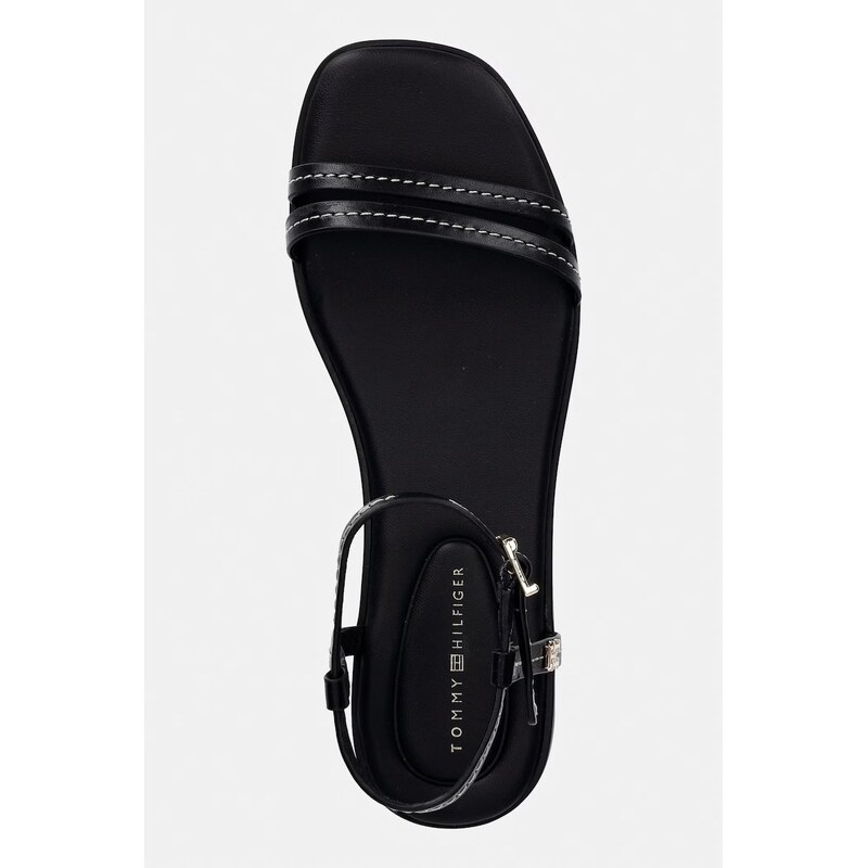 Tommy Hilfiger sandály dámské kožené FLAT SANDAL STITCHING