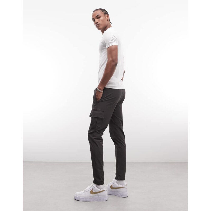 CAPO slim fit utility cargo trousers in charcoal-Grey