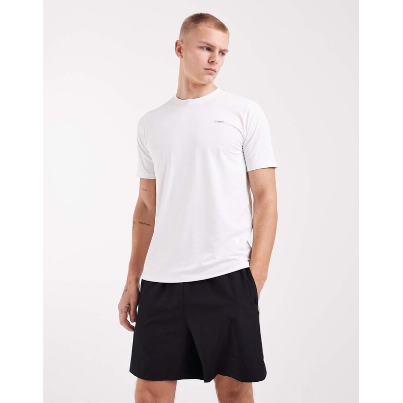 CAPO active performance t-shirt with logo back print in white