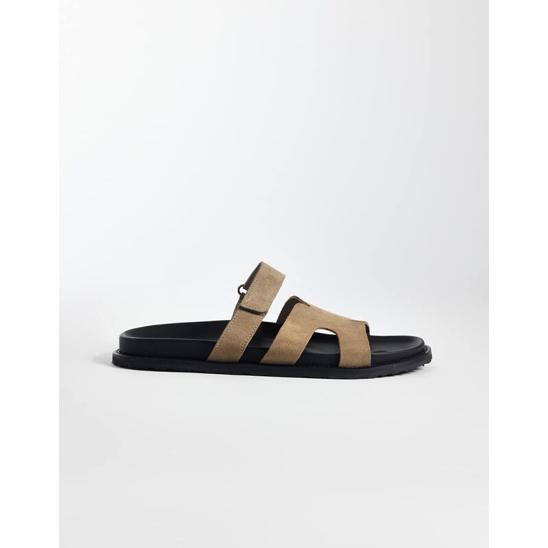 Steve Madden Manu sandals with straps in taupe suede-Neutral