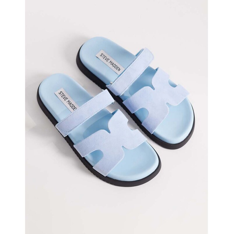 Steve Madden Missile sandals with straps in baby blue suede 115743839