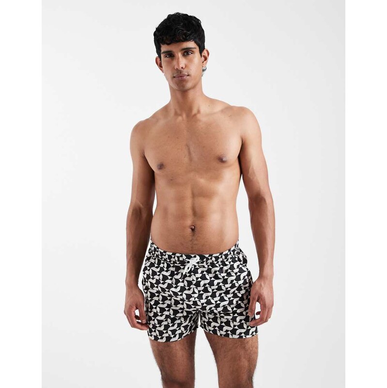 Aray geo print swimshort in black
