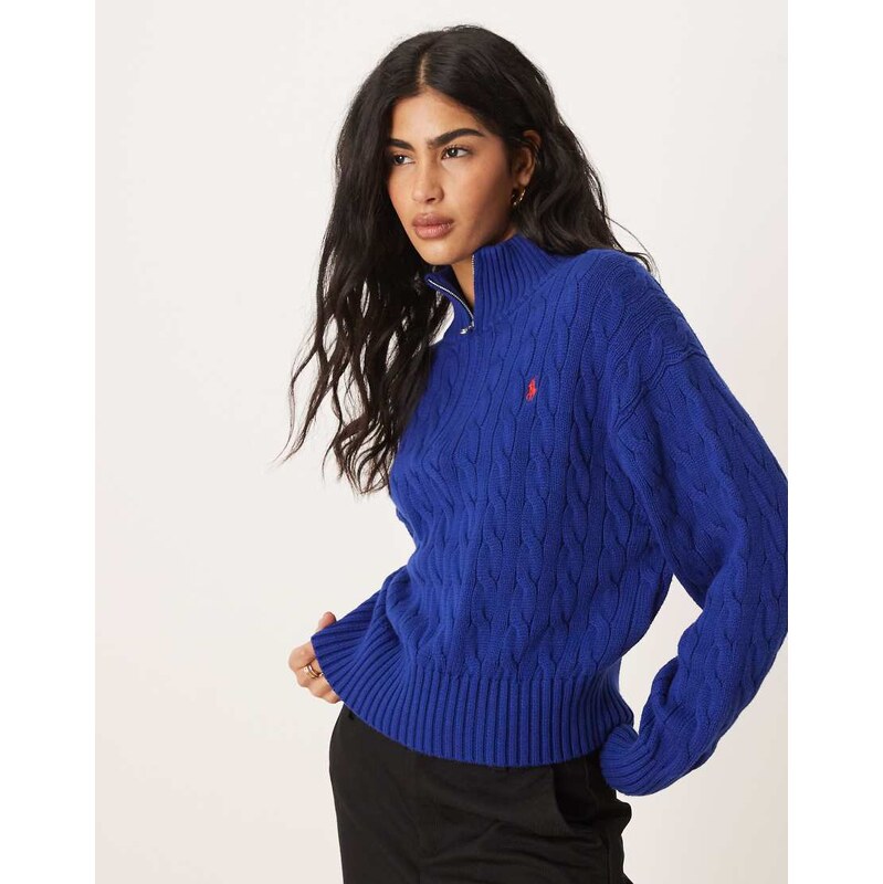 Polo Ralph Lauren half zip thru jumper in royal blue