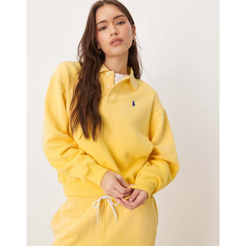 Polo Ralph Lauren icon logo rugby sweatshirt in light yellow (CO