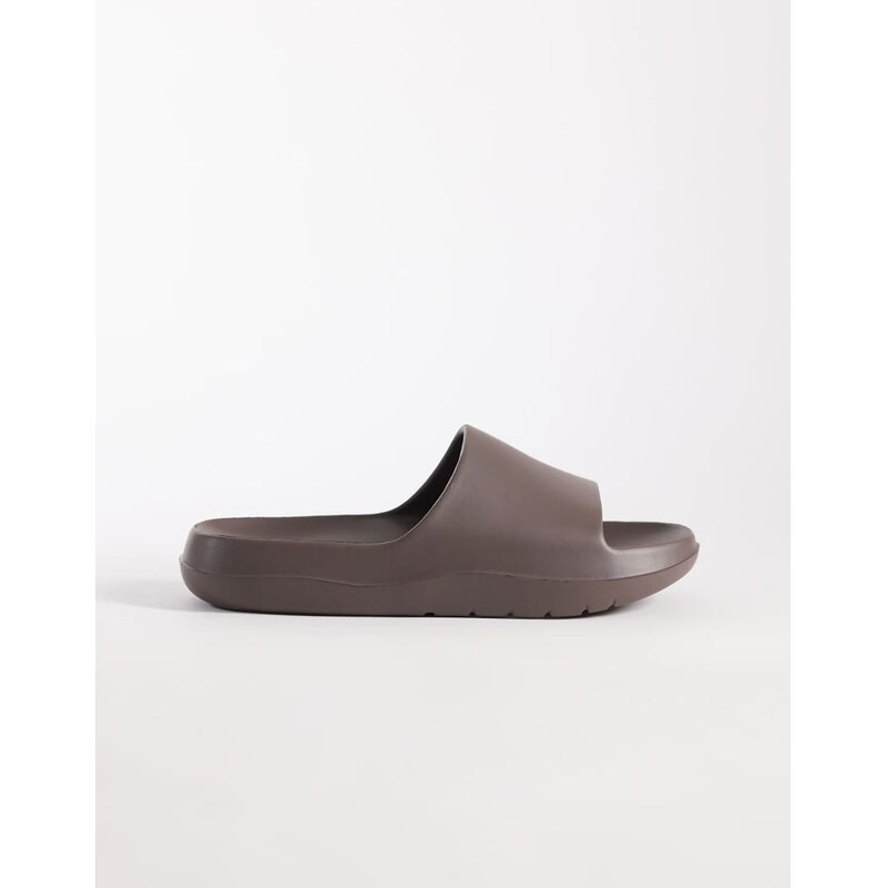 ASOS DESIGN chunky sliders in brown