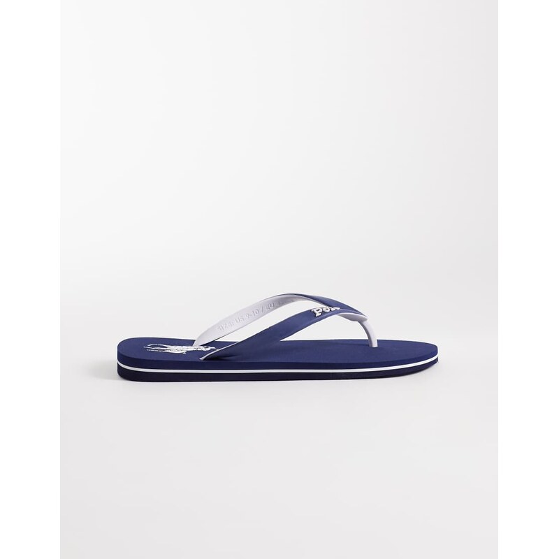 Polo Ralph Lauren bolt logo flip flop in navy and white