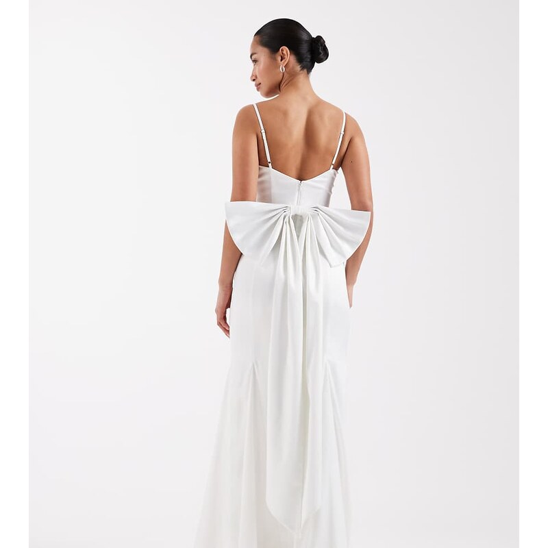 TFNC Petite Bridal sweetheart neck satin maxi dress with chiffon