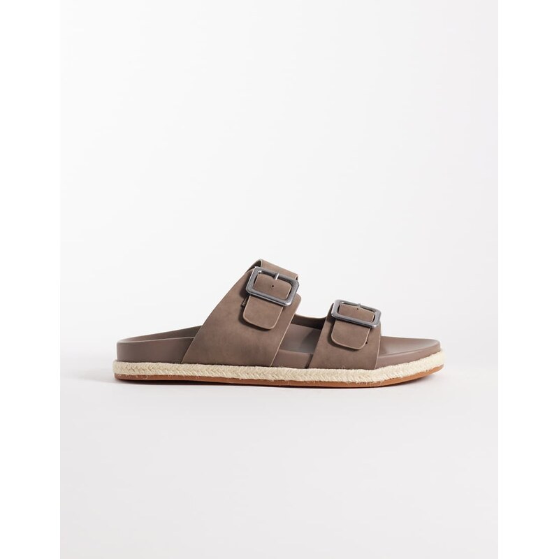ASOS DESIGN two strap sandal with buckles in mole brown