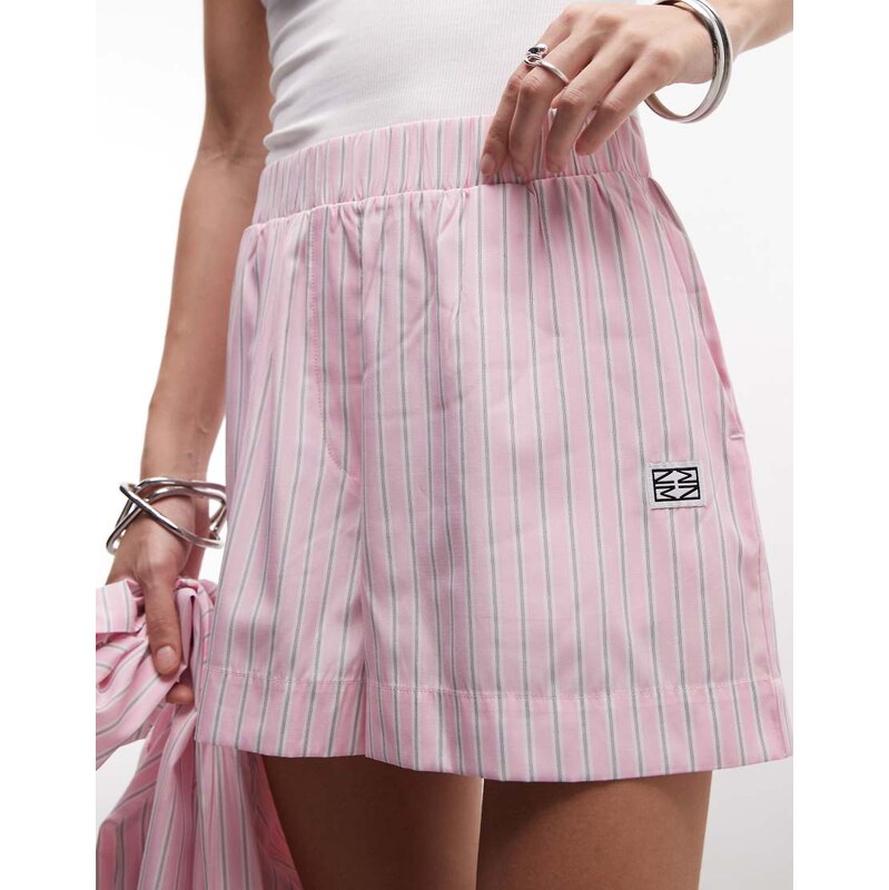Noisy May boxer short co-ord in pink & white stripe 114584520
