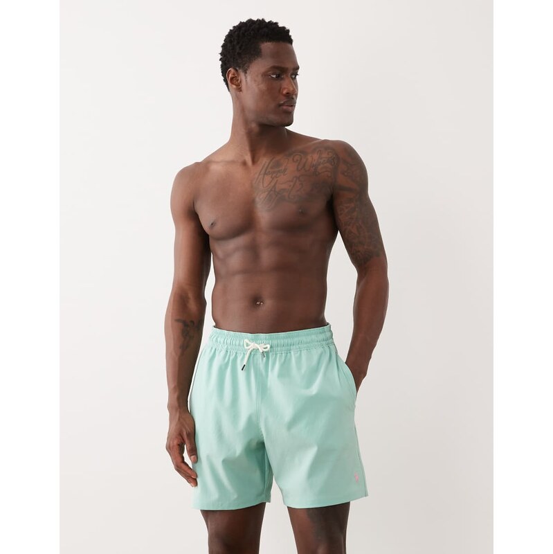 Polo Ralph Lauren Traveler swim trunk in celadon blue-White