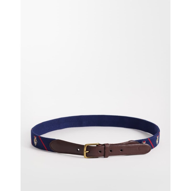 Polo Ralph Lauren bear logo belt in navy multi