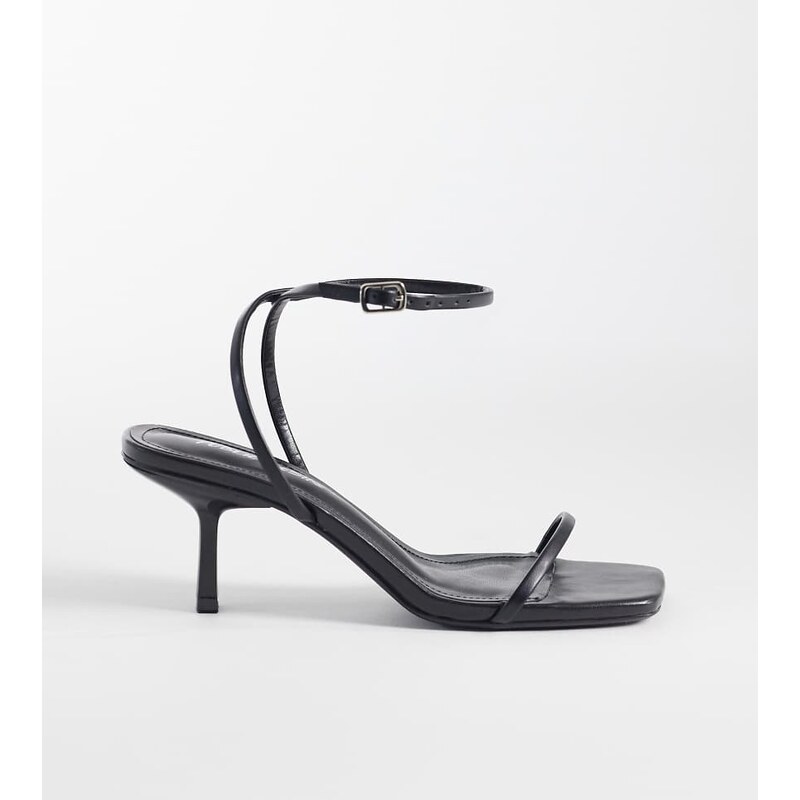 Public Desire Wide Fit Natalya barely there mid heels in black 115521259