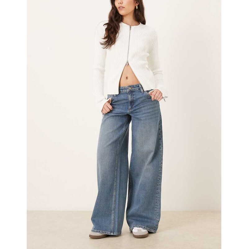 Lee Hope mid rise wide leg jeans in washed light blue 114584547