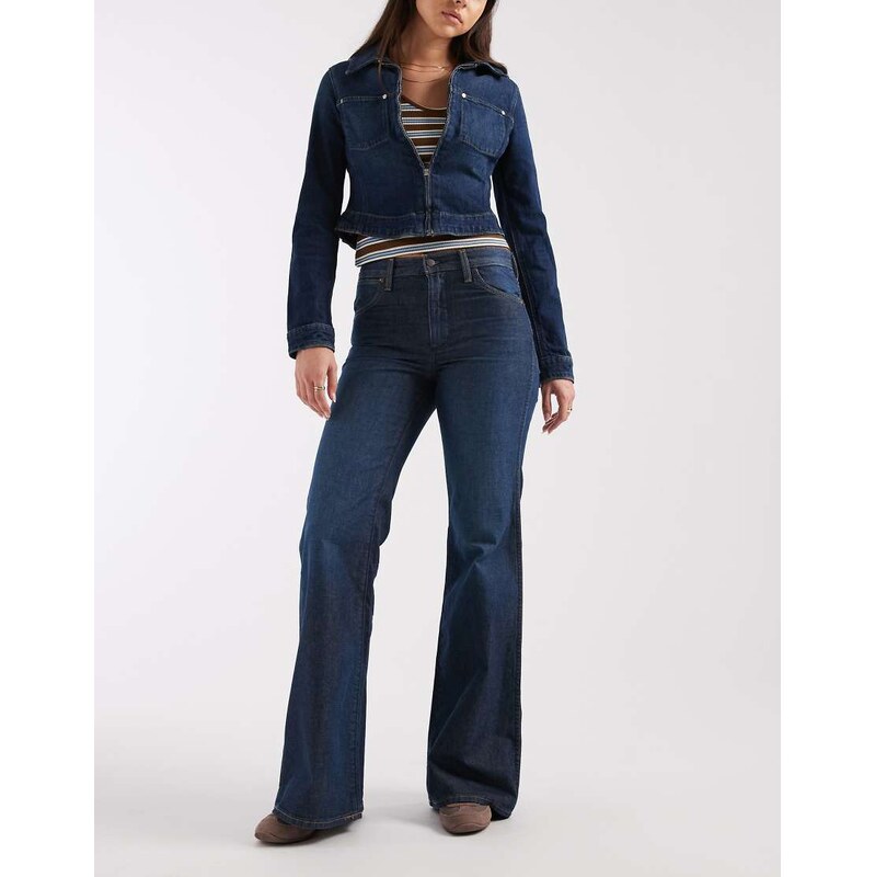 Wrangler 70s flare dotted stripe jeans in navy-Blue 114584553
