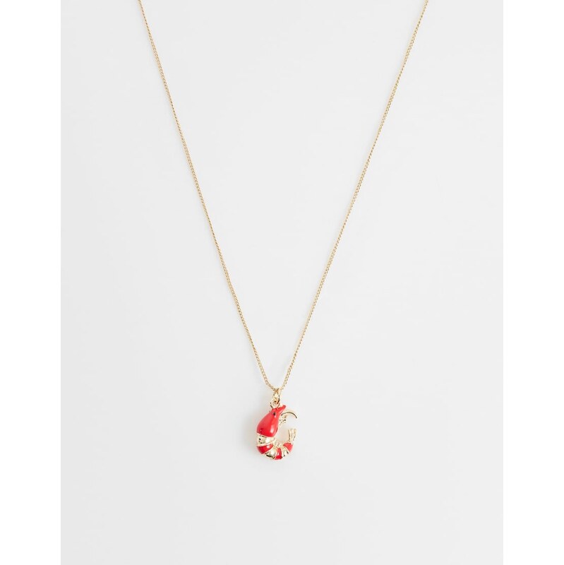 ASOS DESIGN dainty necklace with mini shrimp pendant in gold tone 114584589