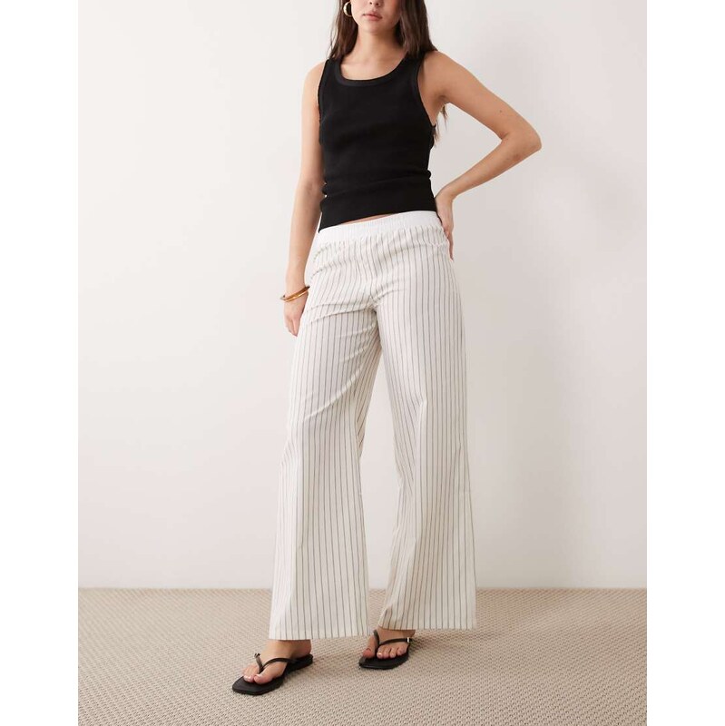 ASOS DESIGN boxer waistband wide leg trouser co ord in ecru