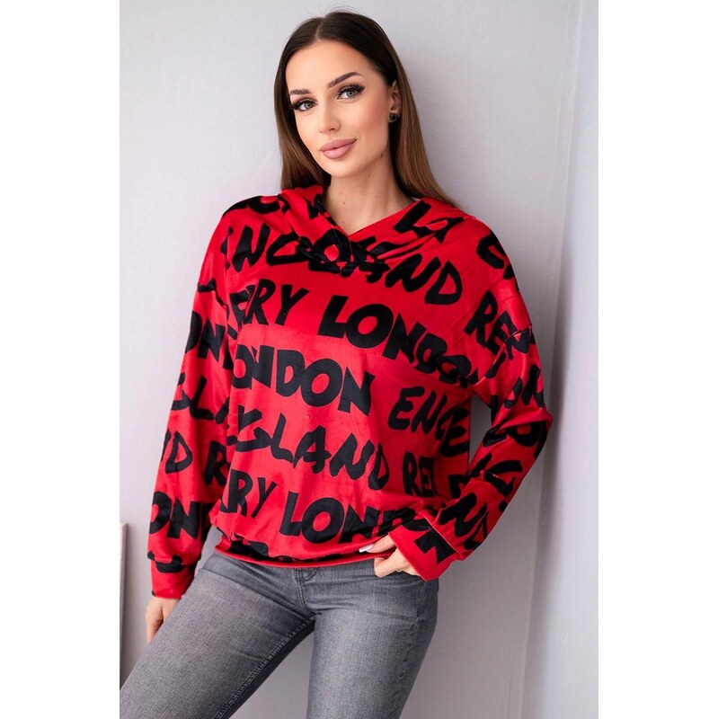 MladaModa Oversize mikina s kapucí a potiskem s nápisy model