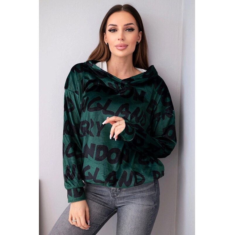 MladaModa Oversize mikina s kapucí a potiskem s nápisy model
