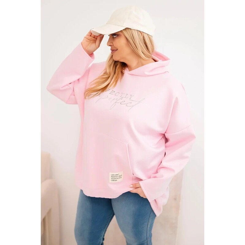 MladaModa Oversize mikina klokanka s kapucí a potiskem model