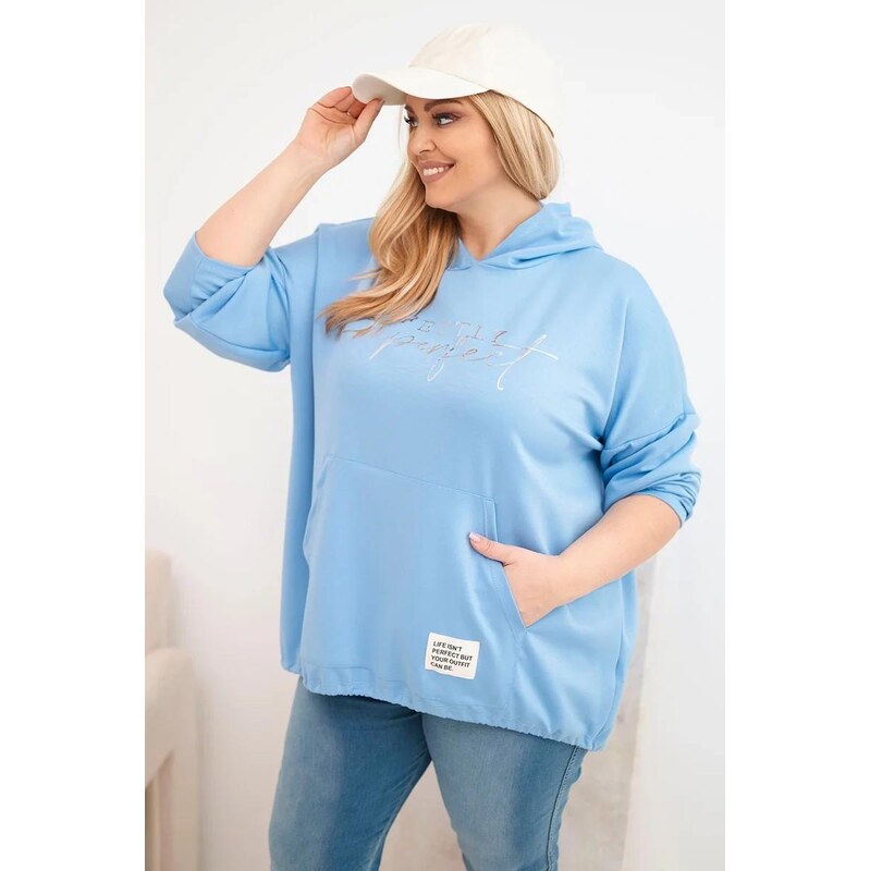 MladaModa Oversize mikina klokanka s kapucí a potiskem model