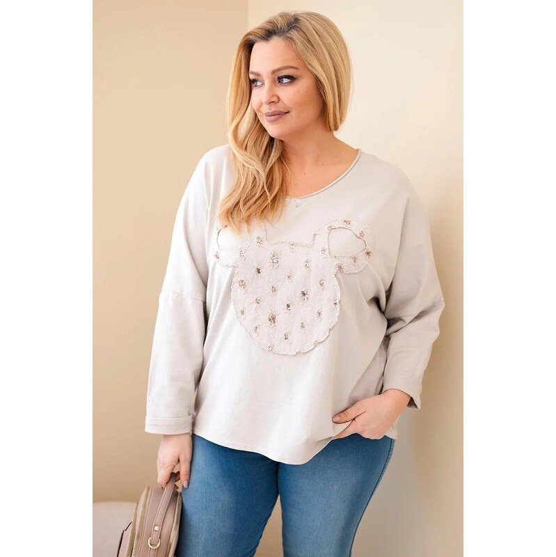 MladaModa Oversize bavlněná halenka s motivem medvídka model