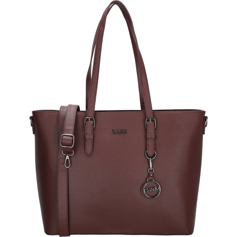 Charm London Tmavě červená prémiová shopper kabelka „Rachel“