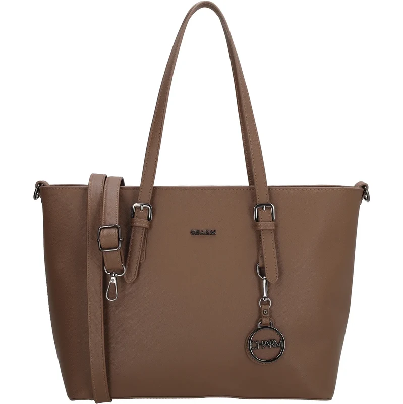 Charm London Tmavě hnědá velká shopper kabelka přes rameno