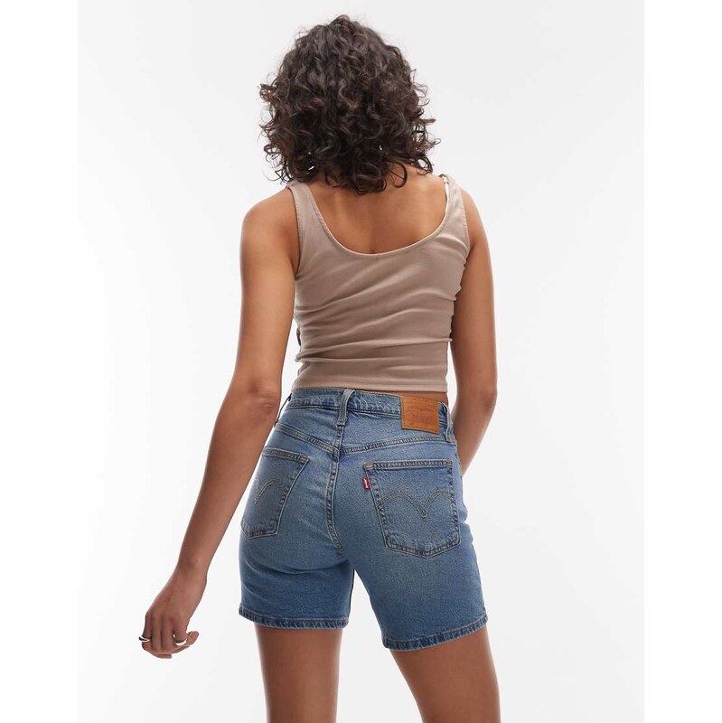 Levis 501 mid thigh shorts in mid blue