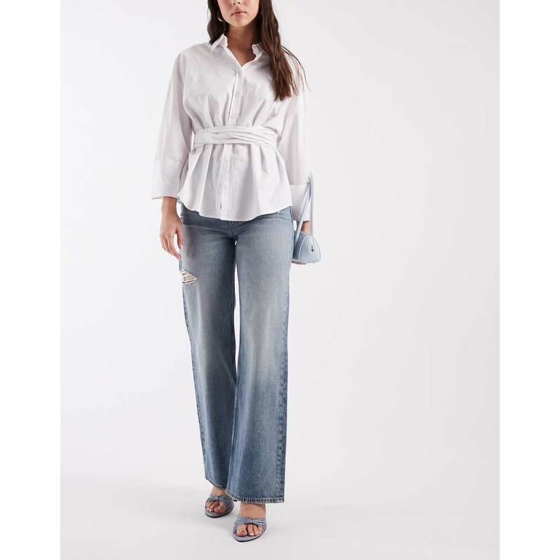 Tommy Jeans Mia mid rise relaxed straight fit jeans in mid wash
