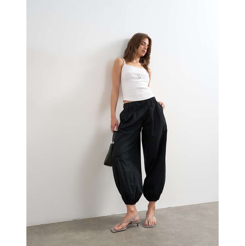 Topshop poplin balloon trouser in black 115129284