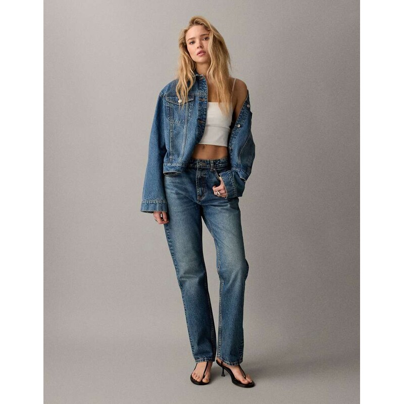 ASOS DESIGN Circular Design Collection 90s straight jeans in authentic midwash-Blue