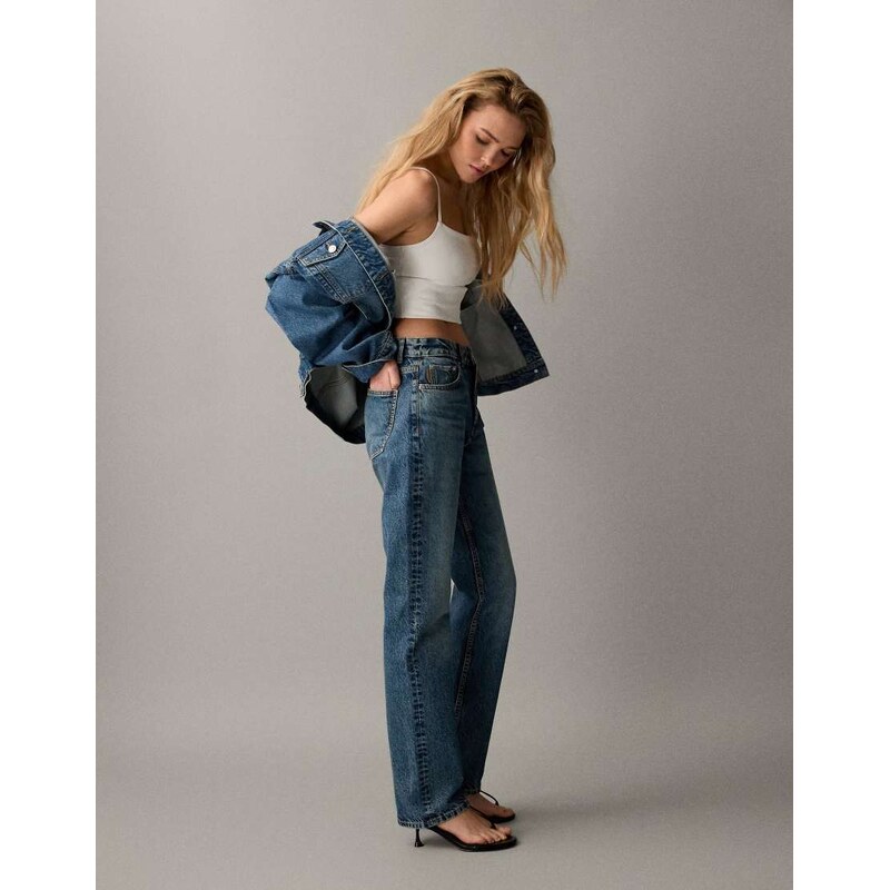 ASOS DESIGN Circular Design Collection 90s straight jeans in authentic midwash-Blue
