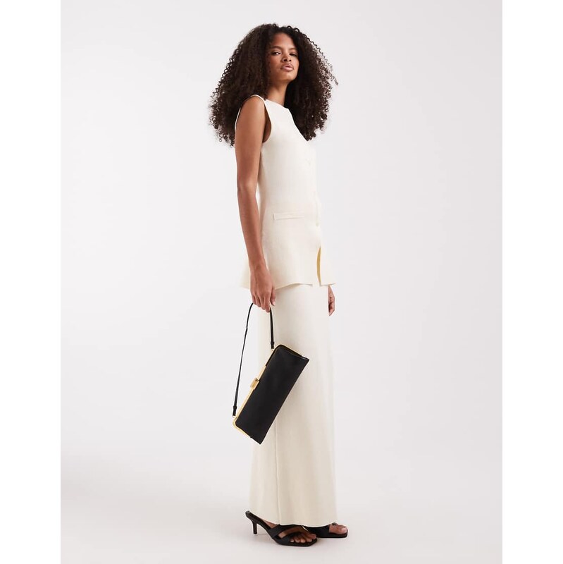 Pretty Lavish alba knit maxi skirt co-ord in cream-White 114587995
