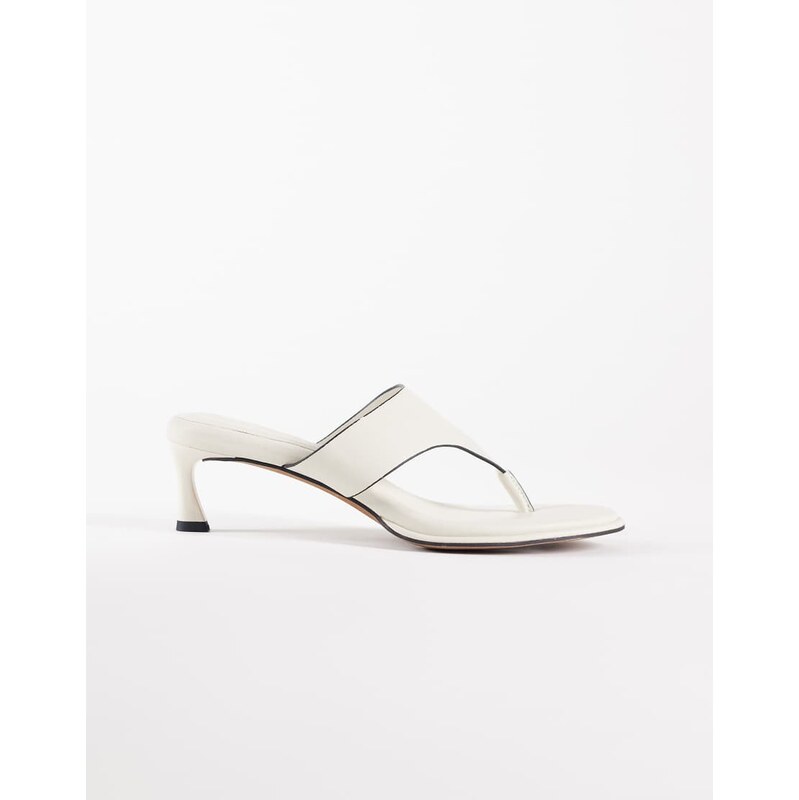 ASOS DESIGN Horizon chunky toe thong kitten heel sandals in off white