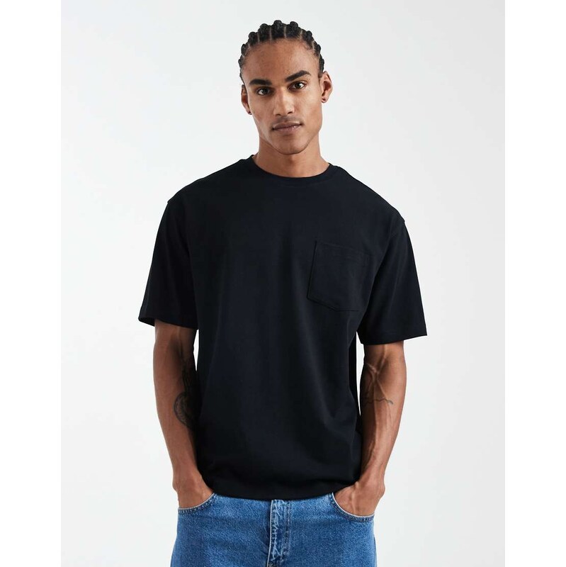 ASOS DESIGN heavyweight relaxed t-shirt with pocket in black