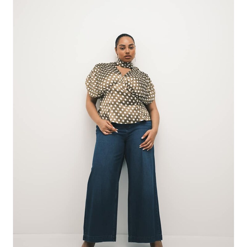 ASOS Curve ASOS DESIGN Curve palazzo jean in dark mid wash-Blue