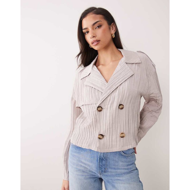 ASOS DESIGN double breasted drapey top-Brown