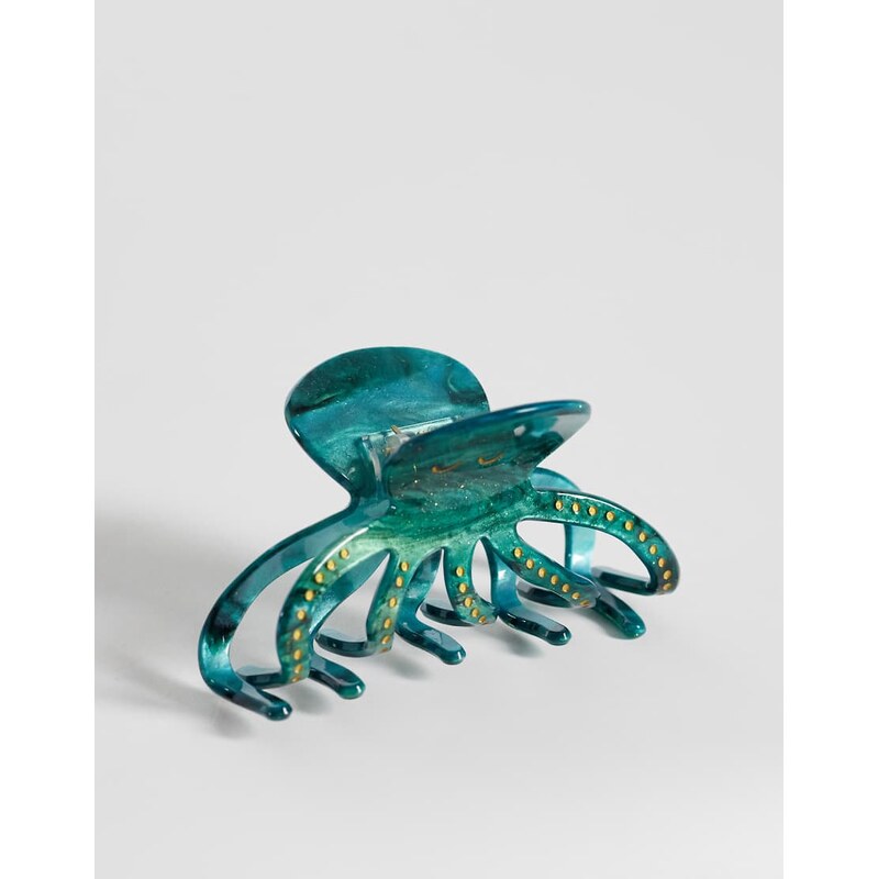 Pieces octopus hair claw in dark green 114588070